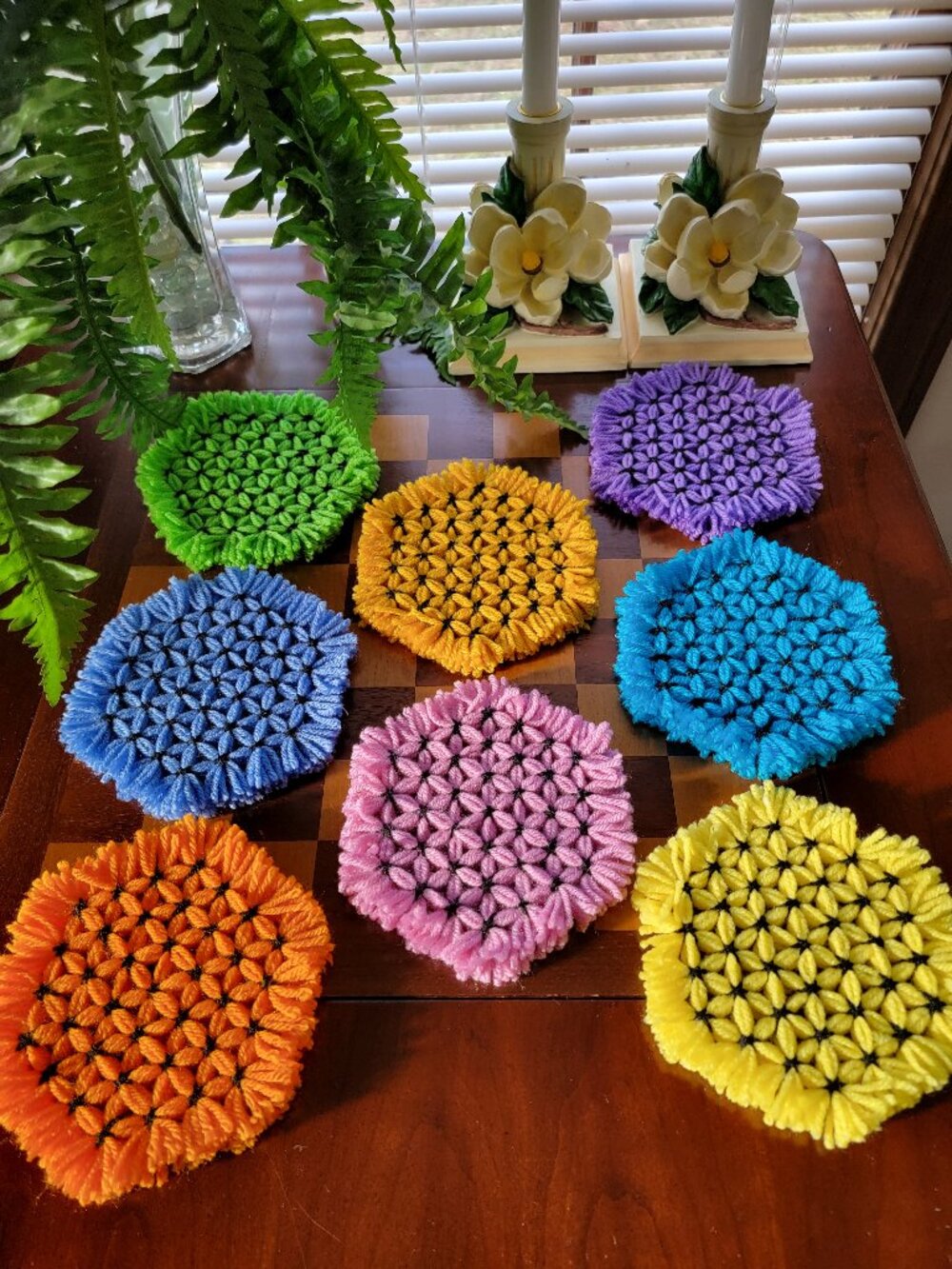 Coasters Featuring Flowers in 8 Colors of Spring and Summer Set of 8